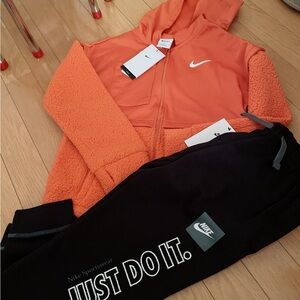 Nike Orange Jacket and Black Pants Set